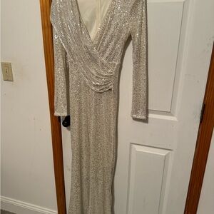 Elegant Silver Sequin jumpsuit